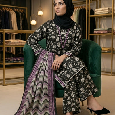 Black Printed Lawn Suit – Premium Quality | Free Delivery Across Pakistan