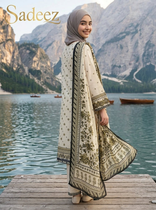 Cream Printed Lawn Suit – Premium Quality | Free Delivery Across Pakistan