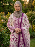Cream with  Magenta Contrast Printed Lawn Suit – Premium Quality