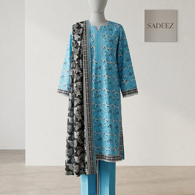 Sky Blue Printed Lawn Suit – Premium Quality