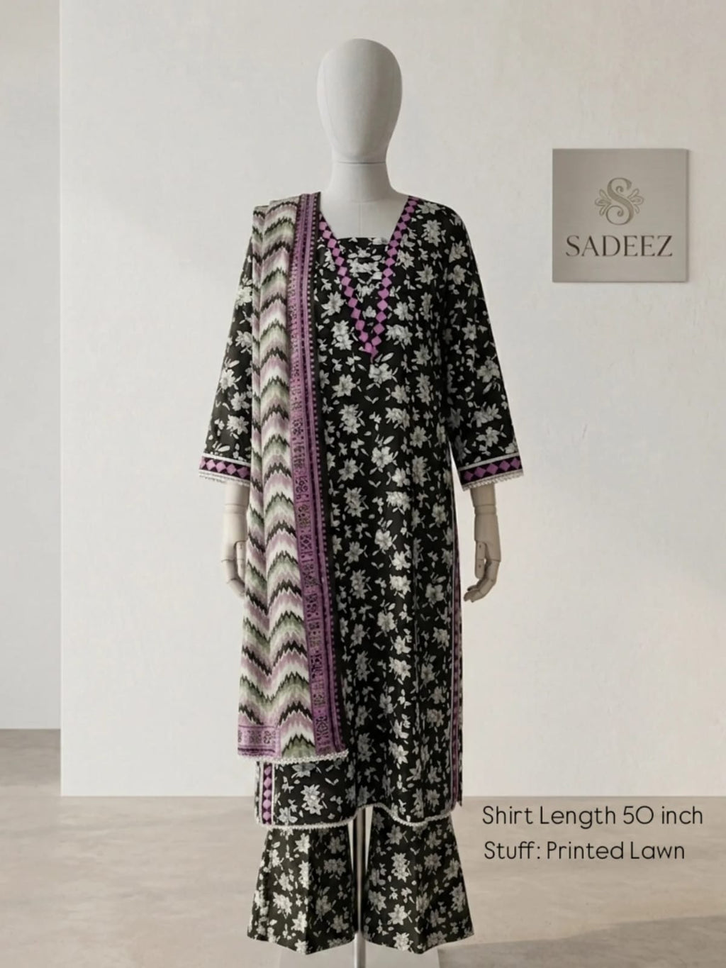Black Printed Lawn Suit – Premium Quality | Free Delivery Across Pakistan