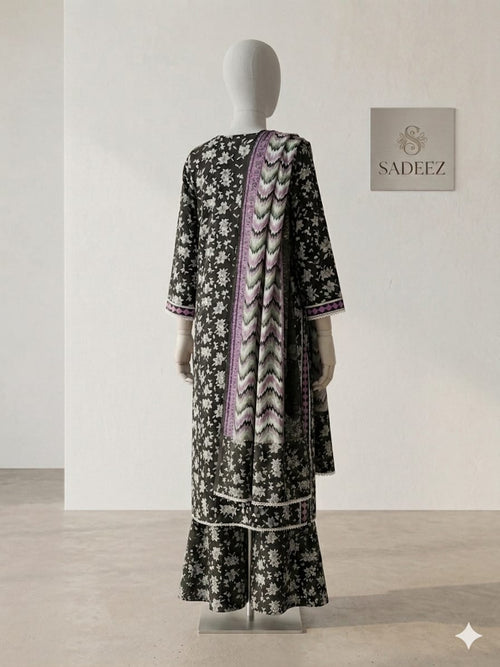 Black Printed Lawn Suit – Premium Quality | Free Delivery Across Pakistan