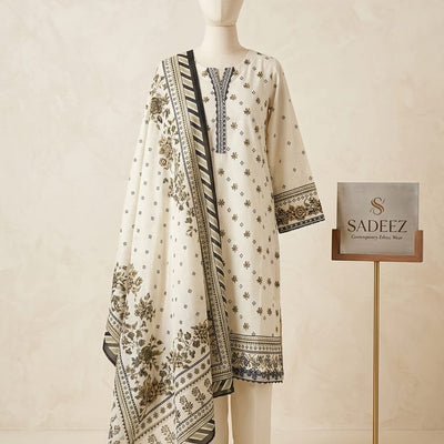 Cream Printed Lawn Suit – Premium Quality | Free Delivery Across Pakistan