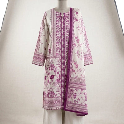 Cream with Marghenda Contrast Printed Lawn Suit – Premium Quality