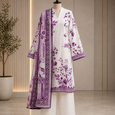 Cream Printed Lawn Suit – Premium Quality | Free Delivery Across Pakistan