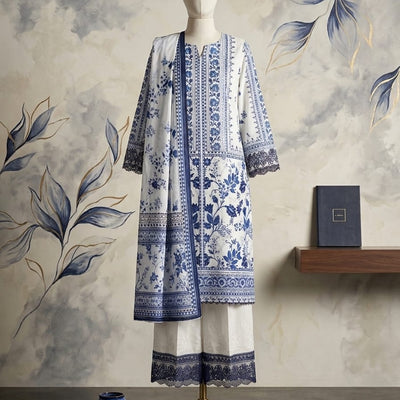 White Printed Lawn Suit – Premium Quality | Free Delivery Across Pakistan