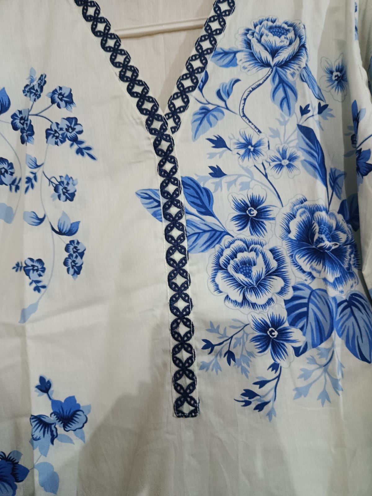 Light Pista with Blue Color Printed Lawn Suit – Premium Quality | Free Delivery Across Pakistan