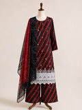 Red and black color with white patch work Printed Lawn Suit – Premium Quality | Free Delivery Across Pakistanv