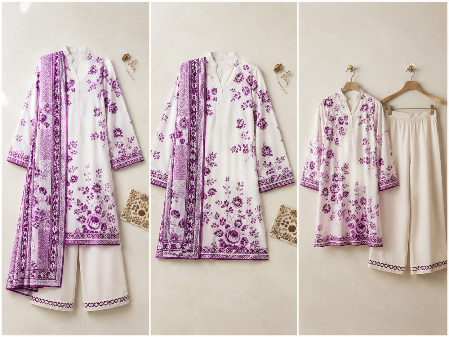 Cream Printed Lawn Suit – Premium Quality | Free Delivery Across Pakistan