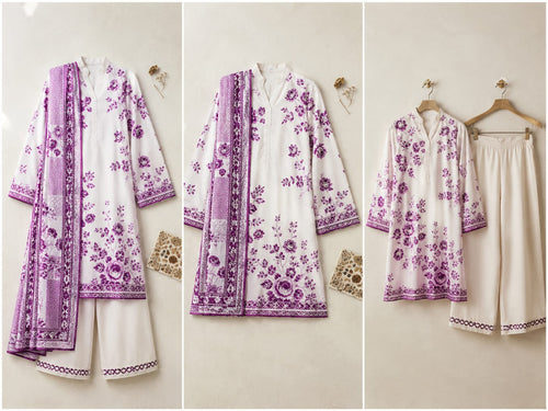 Cream Printed Lawn Suit – Premium Quality | Free Delivery Across Pakistan