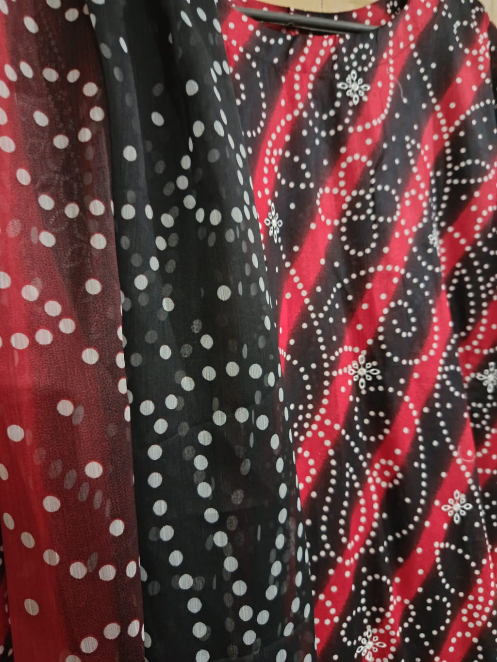 Red and black color with white patch work Printed Lawn Suit – Premium Quality | Free Delivery Across Pakistanv