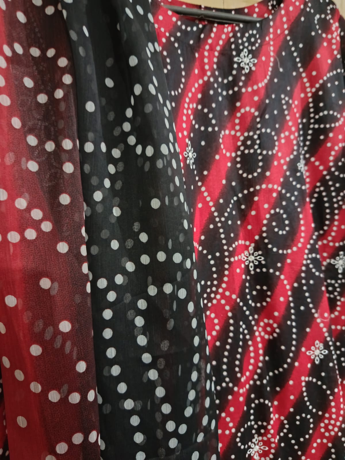 Red and black color with white patch work Printed Lawn Suit – Premium Quality | Free Delivery Across Pakistanv