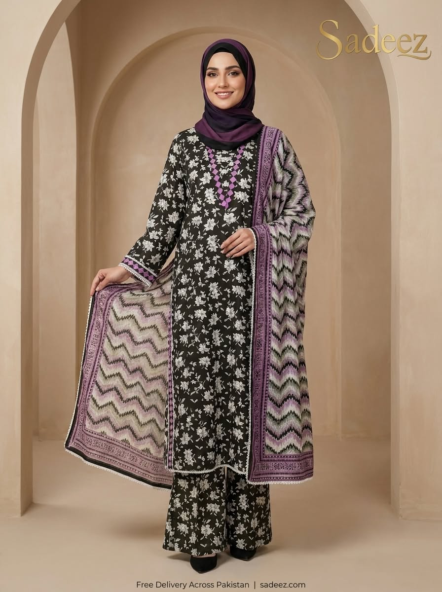 Black Printed Lawn Suit - Premium Quality - Image 5