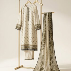 Cream Printed Lawn Suit - Premium Quality