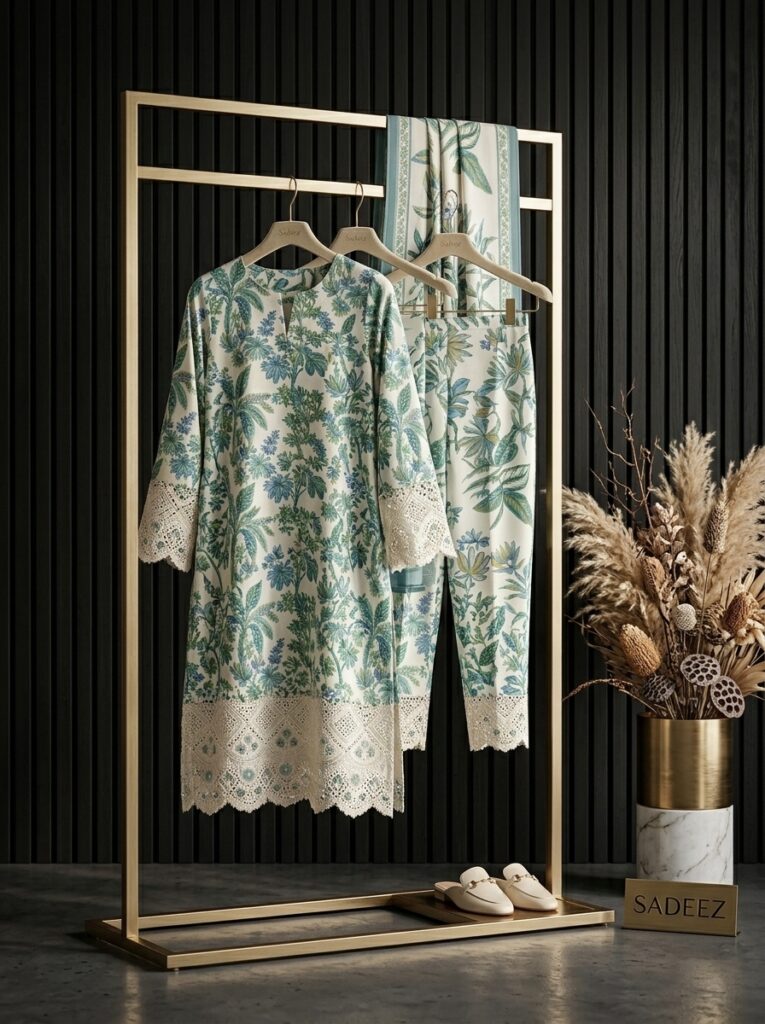 Green Printed Lawn Suit - Premium Quality