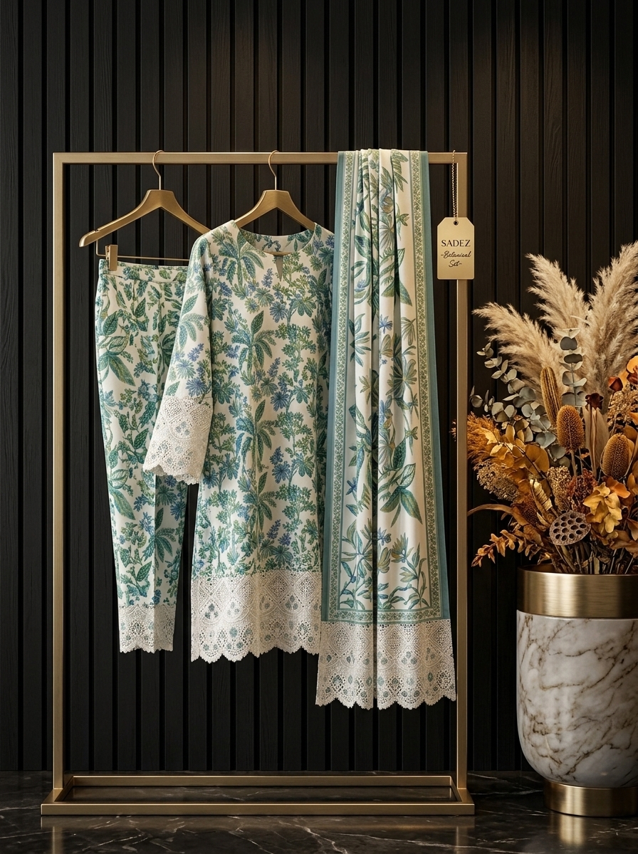 Green Printed Lawn Suit - Premium Quality - Image 3