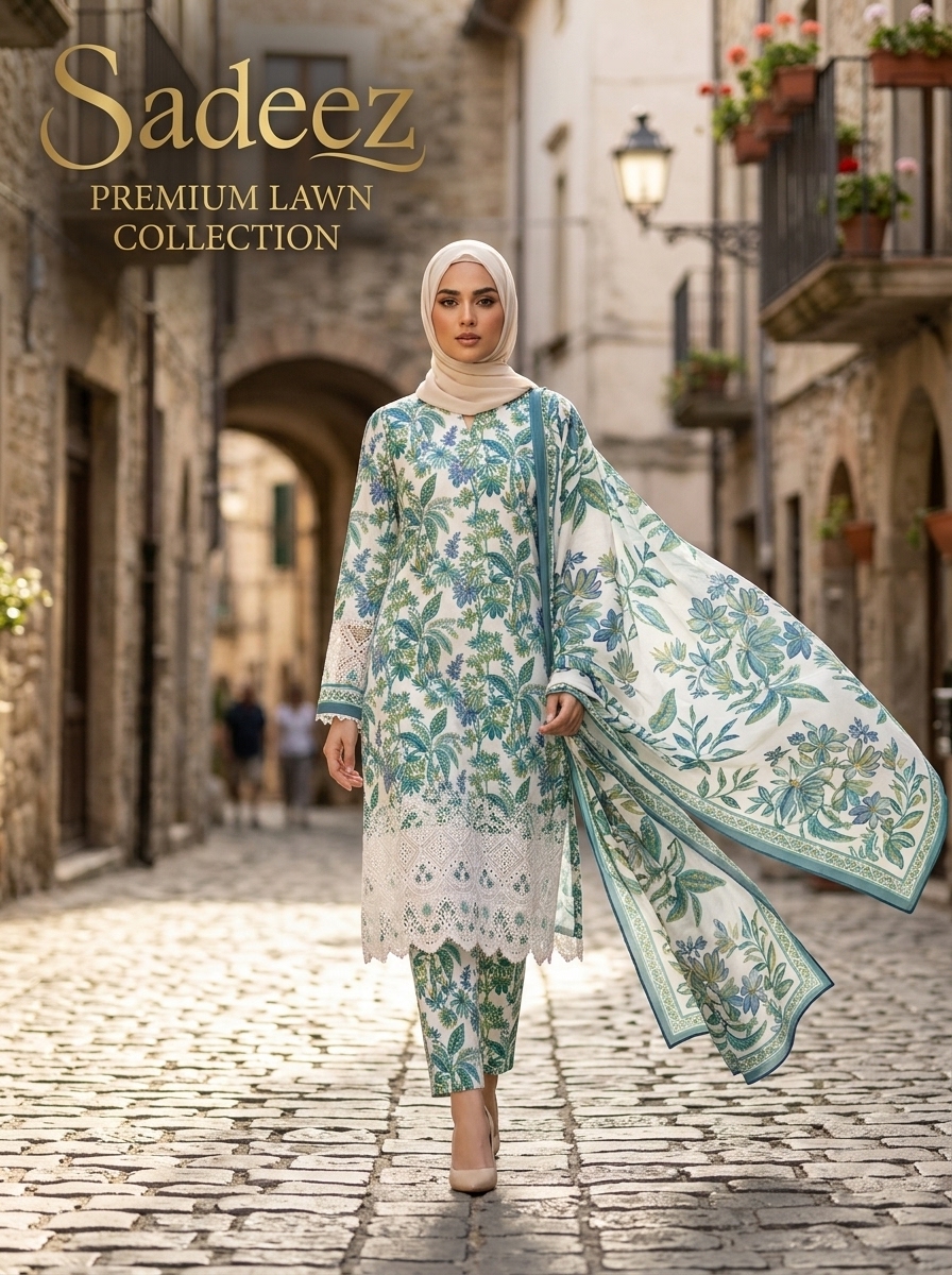 Green Printed Lawn Suit - Premium Quality - Image 4